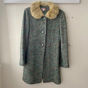 LOFT Tweed Faux Fur Pea Coat - 2
